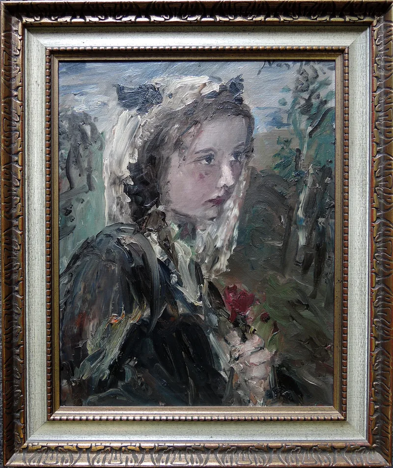 Aurel Naray, Mädchenportrait I Portret de fata (Ulei pe pinza), Öl auf Leinwand