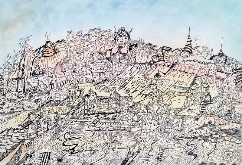 Lutz Peuker, Venus mit Wollmütze, Acryl und Tusche auf Karton