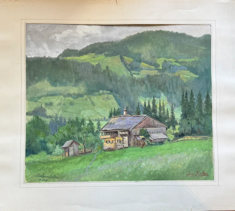 Josef Kafka, Aschentaler in Going (Salzburg), Aquarell auf Papier